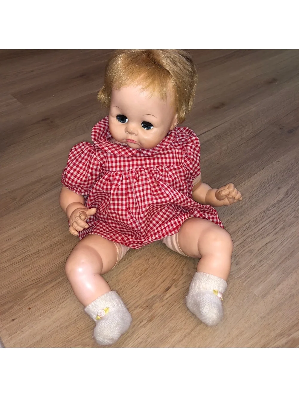 VINTAGE 1965 MADAME ALEXANDER 20” BABY DOLL PUDDIN PUSSYCAT RED DRESS BLONDE